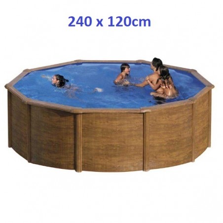 Gre Fémpalástos Medence 240 x 120 cm - Kör, Famintás