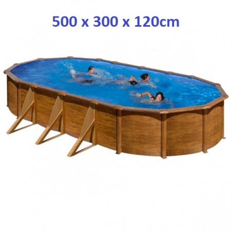 Gre Fémpalástos Medence 500 x 300 x 120 cm - Ovális, Famintás