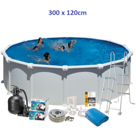 Gre Fémpalástos Medence Szett 300 x 120 cm - Kör, Fehér