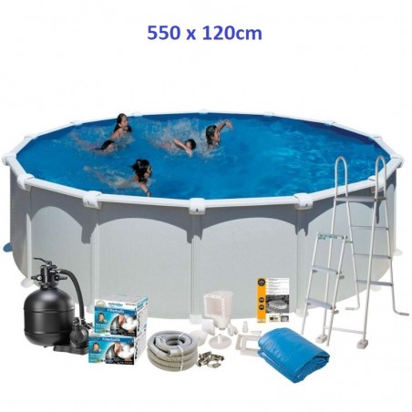 Gre Fémpalástos Medence Szett 550 x 120 cm - Kör, Fehér