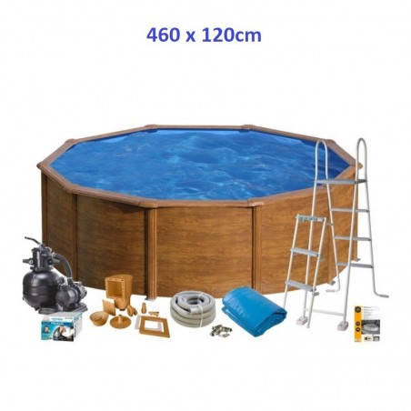 Gre Fémpalástos Medence Szett 460 x 120 cm - Kör, Famintás