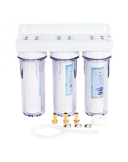 10 colos vízszűrő 1 mikronos szűrőbetéttel nagy nyomású párásító rendszerhez, 3 lépcsős