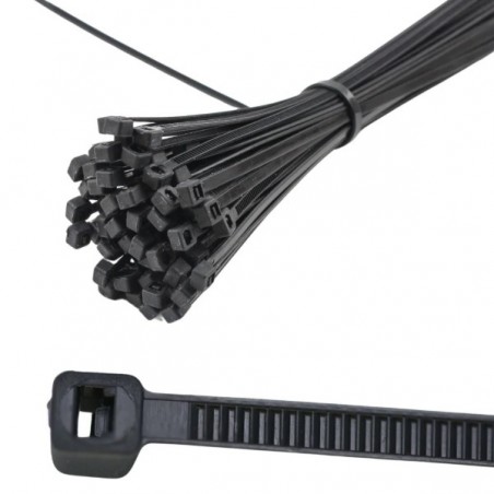 Műanyag Gyorskötöző, 100db - 300mm - 4,8mm Fekete