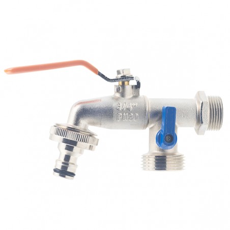 Két Utas Kombinált Fém Kerti Csap 3/4"KM Csatlakozással