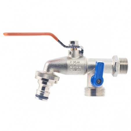 Két Utas Kombinált Fém Kerti Csap 1/2"KM Csatlakozással