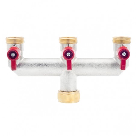 Réz 3 Utas Elágazó Kerti Csapra 3/4" BM